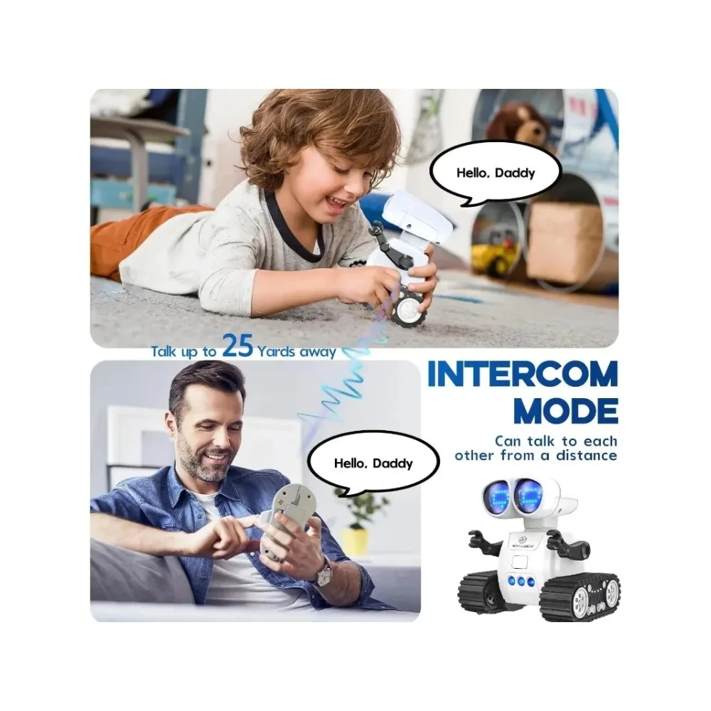 Remote Control Robot for Kids - Rechargeable Talking Robot with Music, LED Eyes & Walk Functions