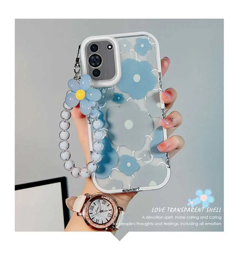 Pink Purple Flower Bear 3D Pendant Case For iPhone 14 15 13 12 11 Pro Max Mini 14 15 7 8 6 6s Plus XS XR X TPU Soft Cover