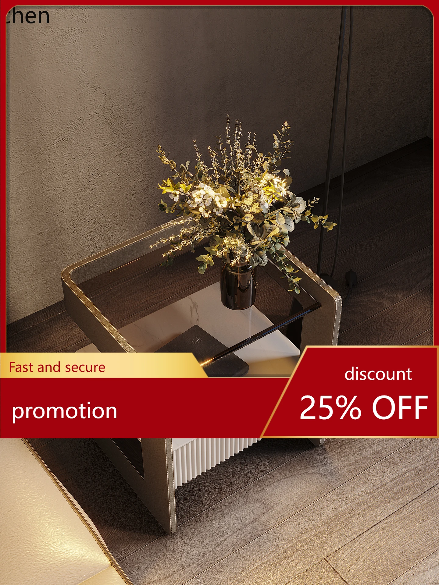 

ZML minimalist light luxury bedside table ultra-narrow small rock slab small apartment