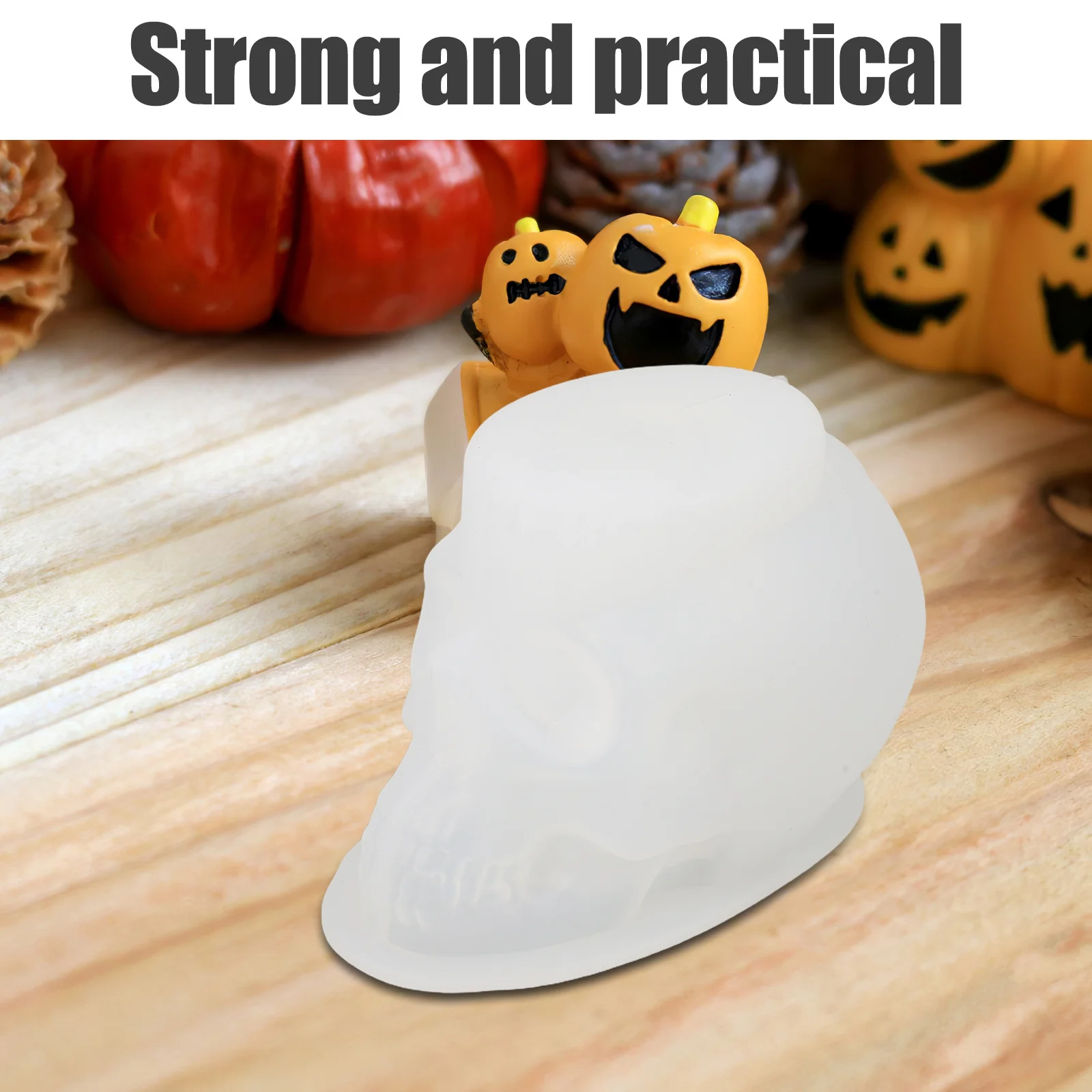 

2Pcs 3D Skull Silicone Molds Halloween Wax Resin DIY Crafts Epoxy Clay Family Activity Skull Molds Halloween Clay Mold