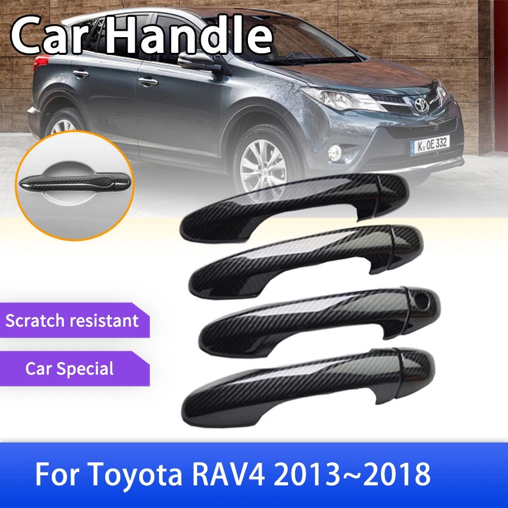 

Carbon Fiber Smart Door Handle Cover for Toyota RAV4 RAV 4 Mk2 II XA40 2013~2018 2014 2015 Car Exterior Accessories Sticker Trim