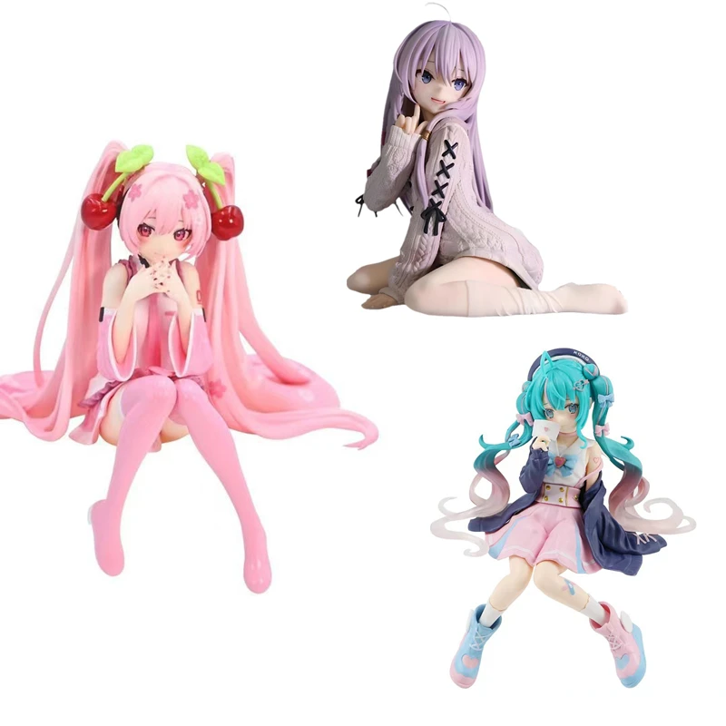 H atsune Mikuอะนิเมะน่ารักการ์ตูนพีวีซีรุ่นการกระทําตกแต่งรถตุ๊กตาของเล่นสีชมพูซากุระกระโปรงนั่งคอลเลกชันเครื่องประดับ