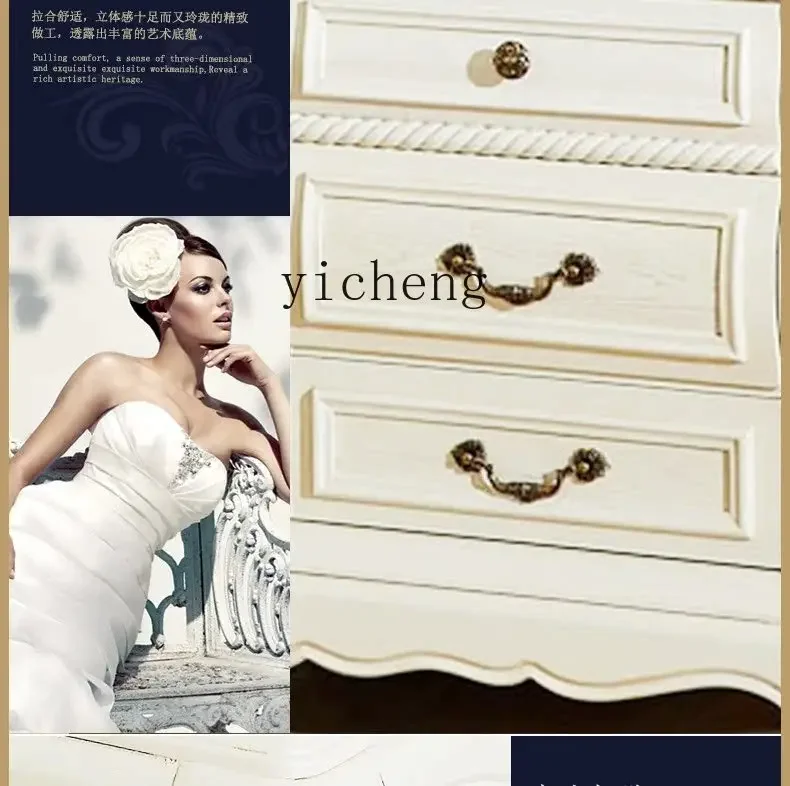 American  TV cabinet coffee table combination engraved European luxury floor hall cabinet simple European light luxury white