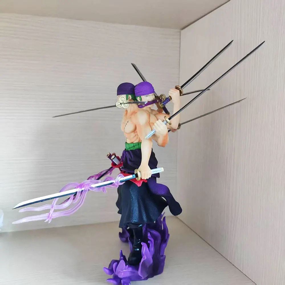 Anime de una pieza, 24 cm, estilo de nueve hojas, Roronoa Zoro, nueve cuchillos, estatua coleccionable, modelo, figura, adornos, regalos
