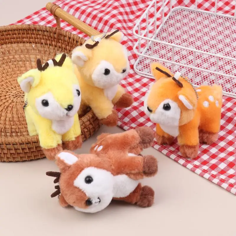 Sika Deer Plush Keychain Soft Stuffed Animal Cute Pendant Bag Ornament Gift Idea for Girls Handbag Car Use