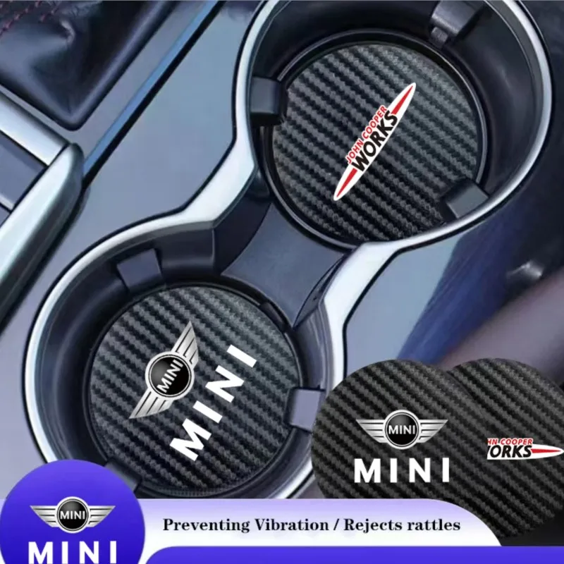 

2PCS Car Coaster Water Cup Holder Anti-slip Pad MatFor MINI Cooper JCW WORKS R55 R56 F55 F56 R57 R58 R59 R60 R61 R50 R52 R53 R54