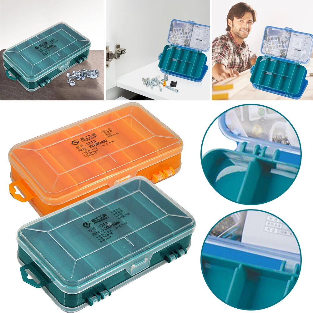 Double-Side Hardware Organizer Box Transparent Plastic Tool Organizer Multifunctional Rectangle Box Case Compartment for Jewelry