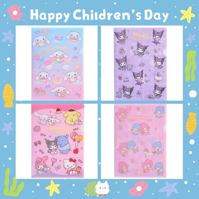 Original Sanrio Kuromi Cinnamoroll Little Twin Stars Cute Single Layer A4 Folder Information Folder (A Large Small) 4 Models