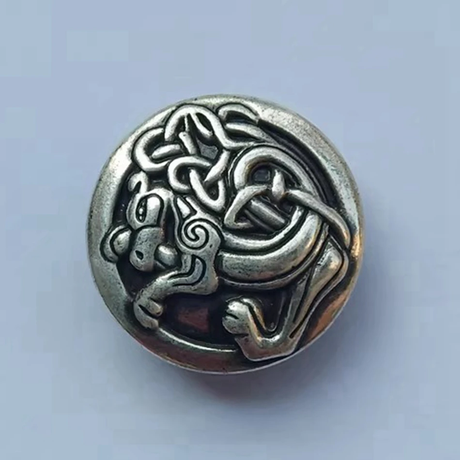 

DIY hand-sewn leather craft hardware accessories, antique silver Celtic dragon pattern decorative buckle, 25mm (2 pieces)
