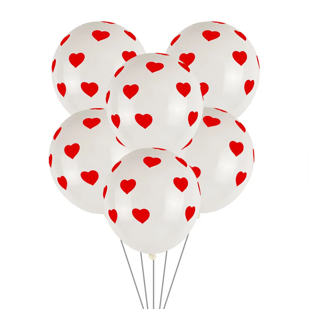 

50 Pcs Emulsion Love White Ribbon Party Balloons with Ribbons Bride