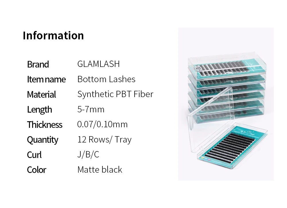 GLAMLASH Untere Braune Wimpern 567mm Kurze Synthetische Nerz Einzelwimpern-Verlängerung Untere Augenbrauen-Wimpern Make-up-Tools – Detail 2