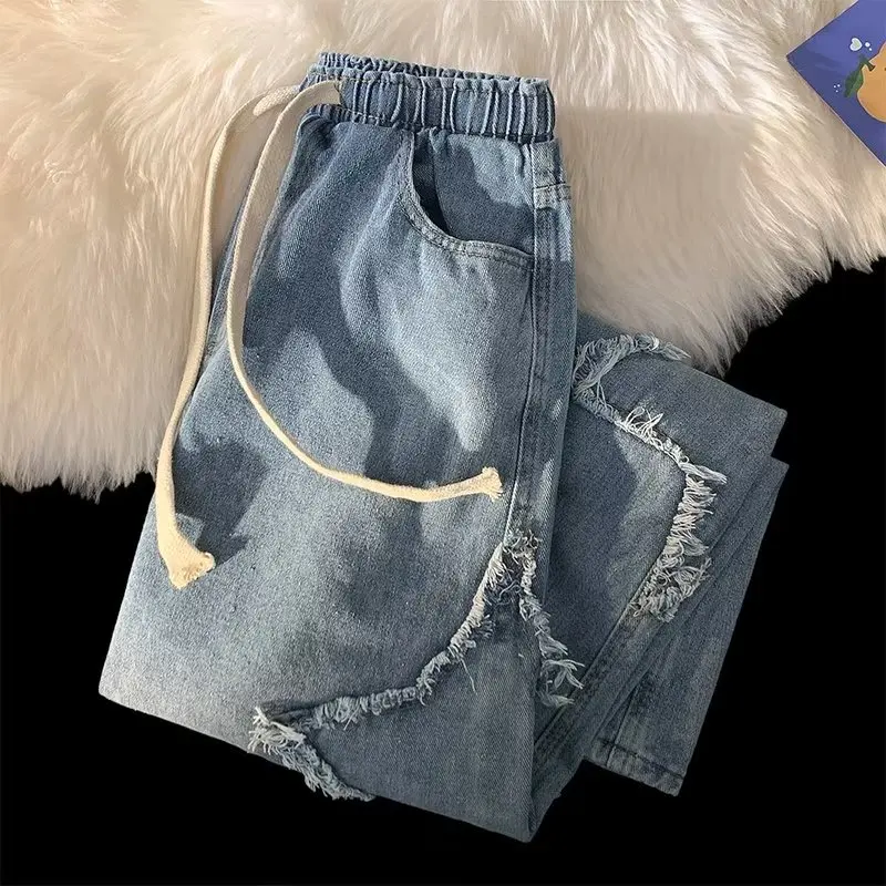 

Осень, большие размеры 300, мужские джинсы с нашивкой в виде пятиконечной звезды, свободные прямые широкие брюки в американском стиле High Street