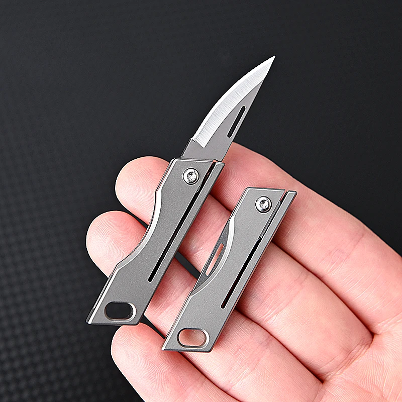 Mini Titanium Alloy TC4 Folding Knife EDC Portable Keychain Pendant Knife Express Unpacking Pocket Knife Gift EDC Tool