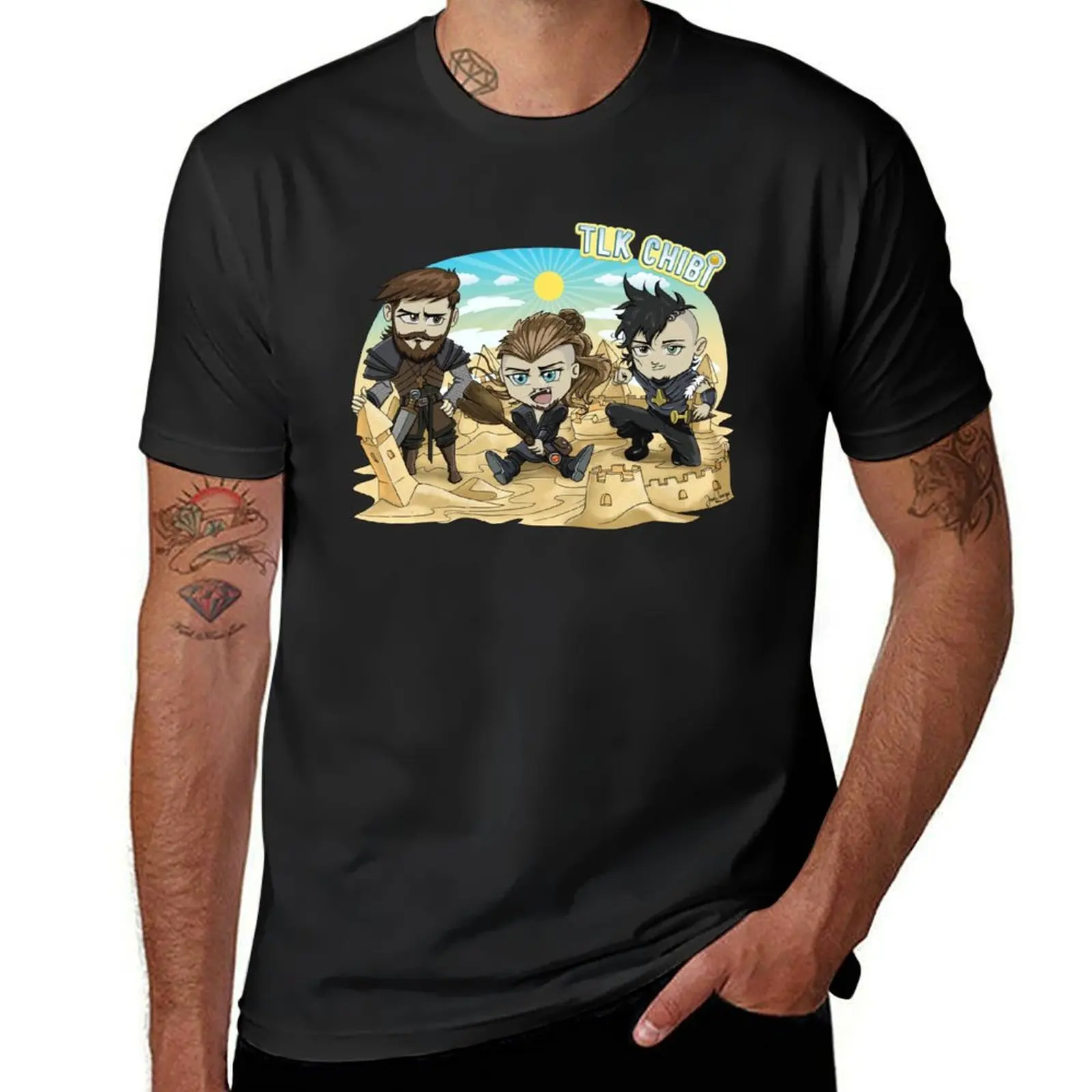 The Last Kingdom Chibi Finan - Uhtred - Sihtric T-Shirt blacks plus size tops oversized t shirts for men