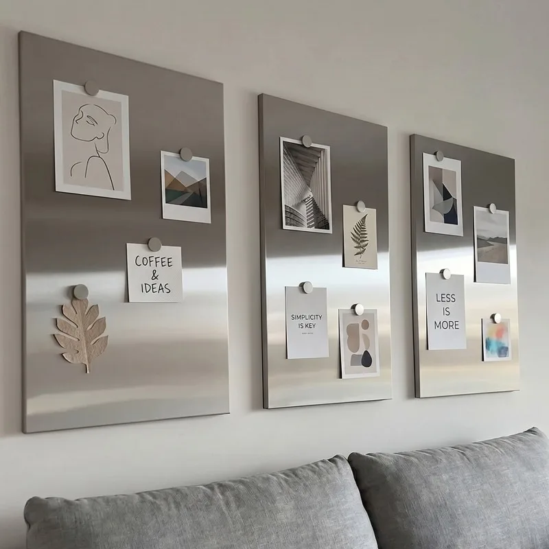 Magnetic Stainless Steel Frameless Wall Art Fridge Stickers Modern Minimalist Memo Boards for Kitchen Decor