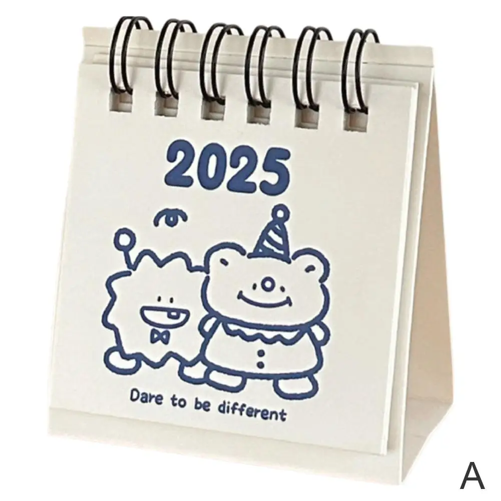 2025ปฏิทินขนาดเล็กรูปสัตว์น่ารักๆแบบพกพาขนาดกะทัดรัดเครื่องประดับหมีน้อยปฏิทินสำนักงานตั้งโต๊ะตกแต่งสำหรับเด็กและผู้ใหญ่ Z4Z1