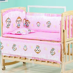 6pcs 60*120 Newborn Baby Bedding Set For Girl Boy Crib Bumper Protector Crown Design Baby Bed Bumper Bed Sheet Pillowcase ZT44