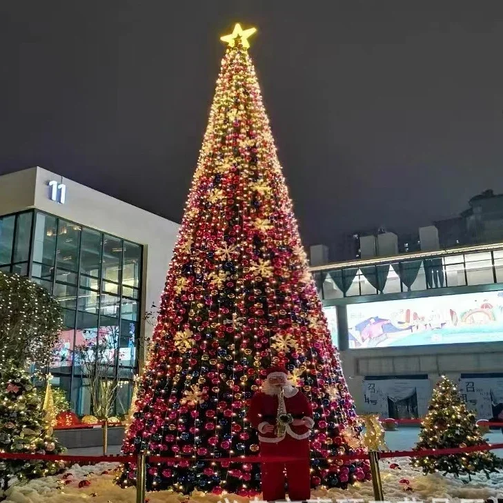 

2024 Wholesale 20ft 30ft 40ft Outdoor PVC Wholesale Lighted Giant LED Artificial Stand Decoration Large christmas tree