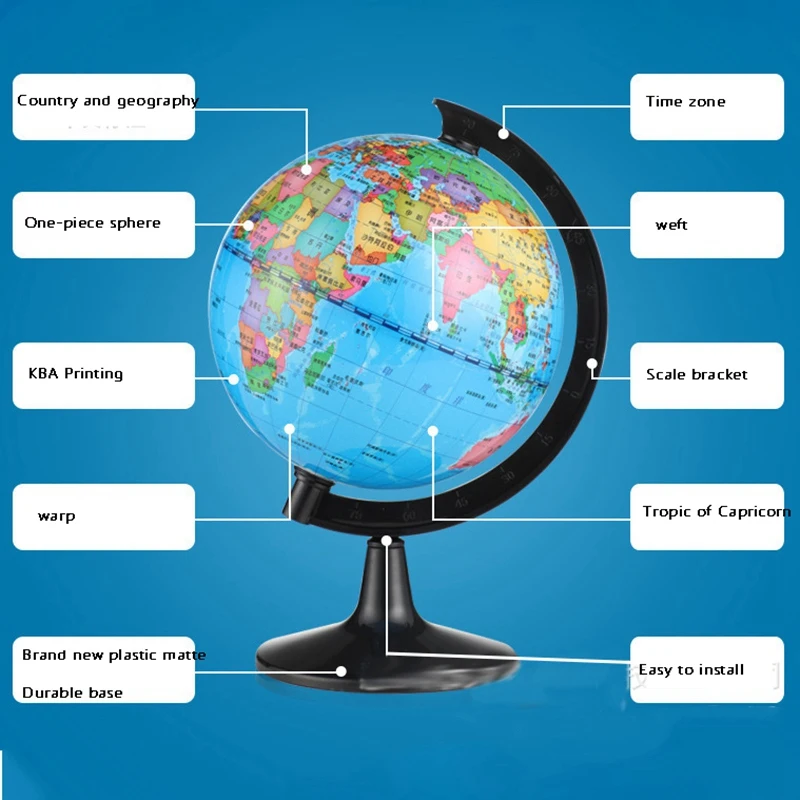 Globo terráqueo pequeño giratorio portátil, adecuado para el aprendizaje de la geografía y la decoración de las habitaciones de los niños