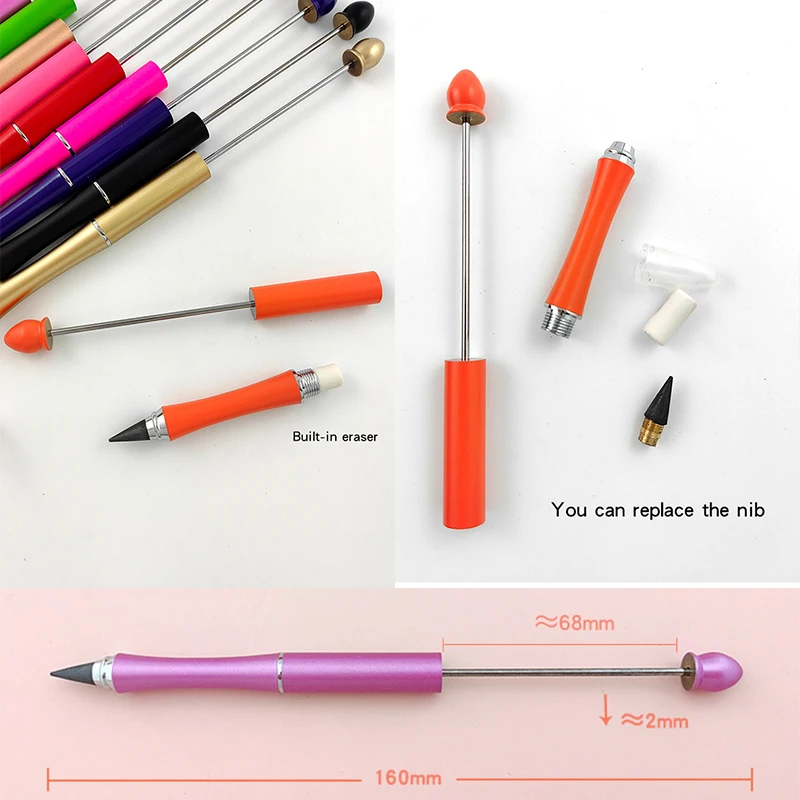 32Pcs Metal Beaded Pencil Beadable Inkless Pencil Replaceable Tip DIY Infinity Pencil