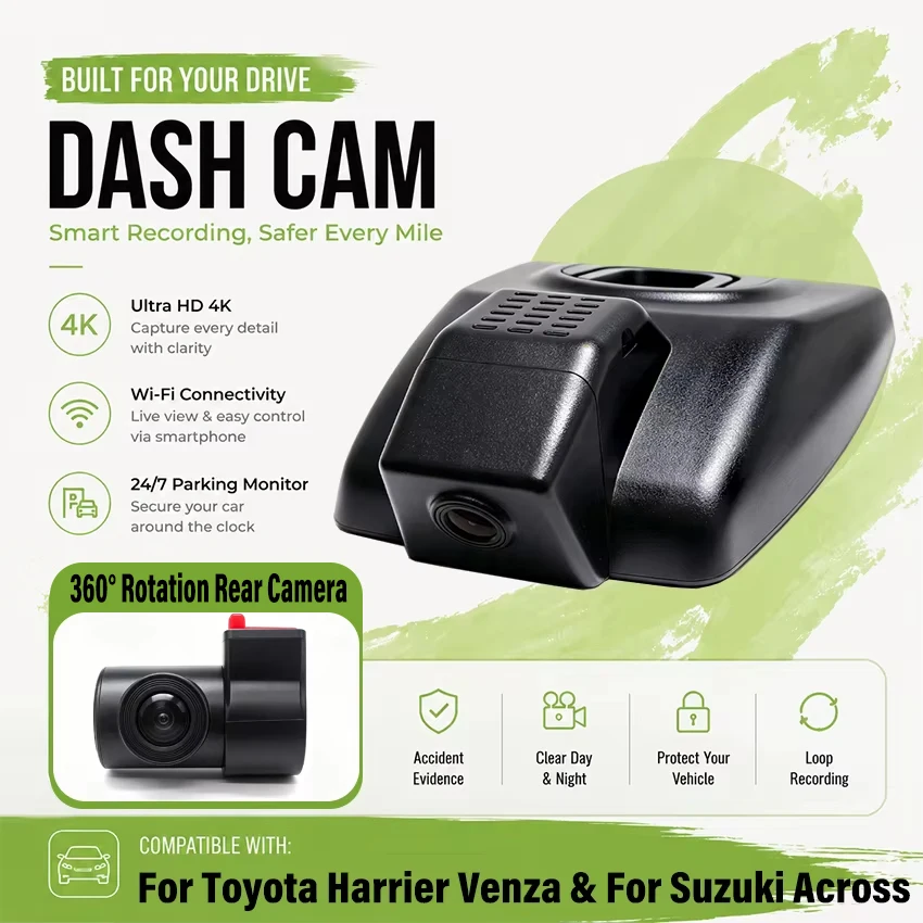 Dedicated DashCam For Toyota Harrier Venza 2020-2024 For Suzuki Across 2020-2025 4K Car DVR Plug and play Dash Cam Wifi Camera