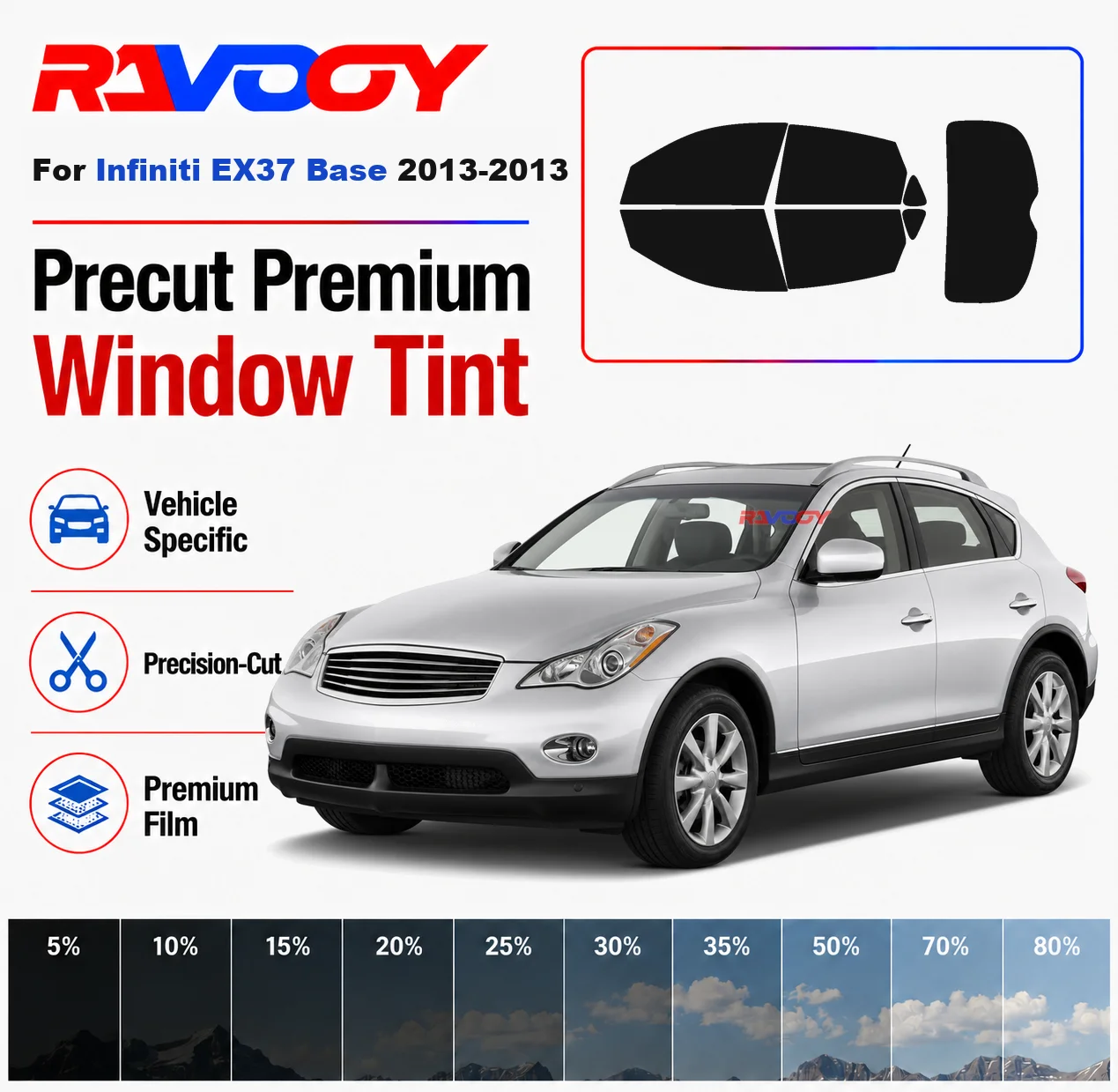 Premium Precut Window Tint Kit Front Rear Windows Rear Windshield For Infiniti EX37 Base 2013-2013 Car Solar Nano Ceramic Film
