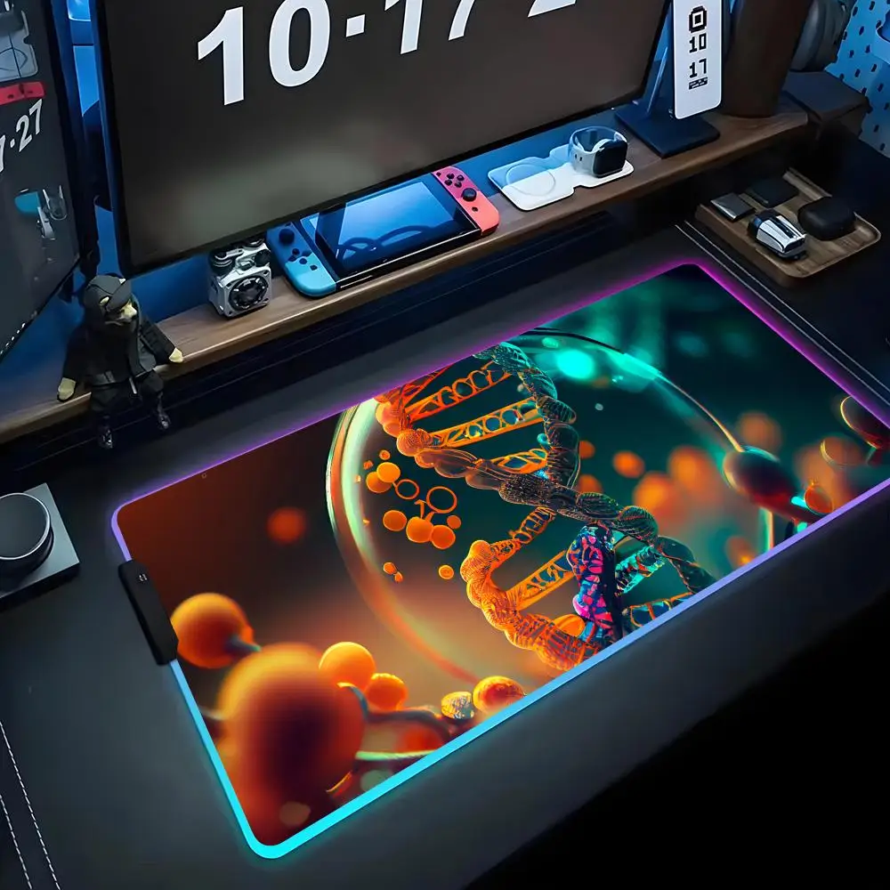 

gene wallpaper Mouse Pad RGB Gaming Mousepad Big LED Pad PC Desk Mat Luminous Mouse Pad Large Keyboard Mats Table Rug With