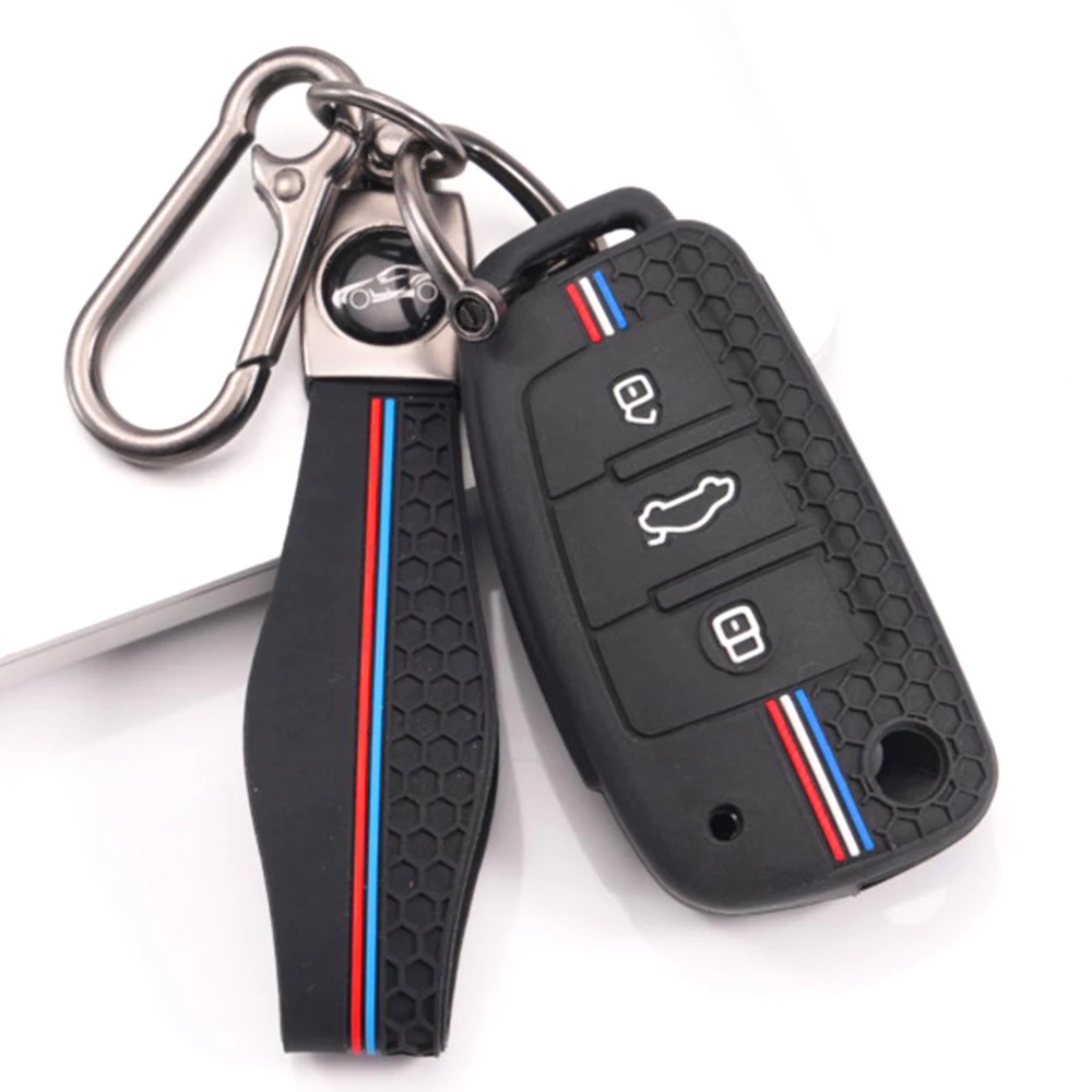 Key Fob Case With Lanyard For Audi A3 A4 A5 A6 A1 A8 Q3 Q5 Q7 TT Secure Grip Comfortable Soft Touch Drop Resistant Anti Scratch