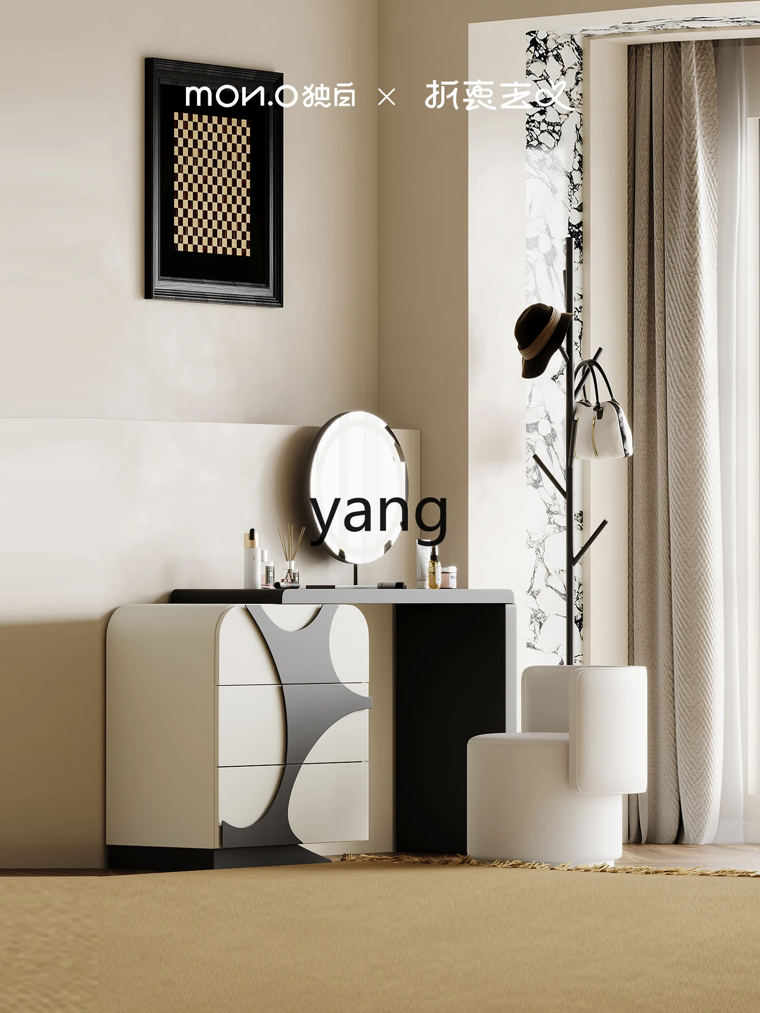 Yjq Dressing Table Chest of Drawers Integrated Bedroom Modern Simple Small Apartment Cosmetic Mirror Cream Style