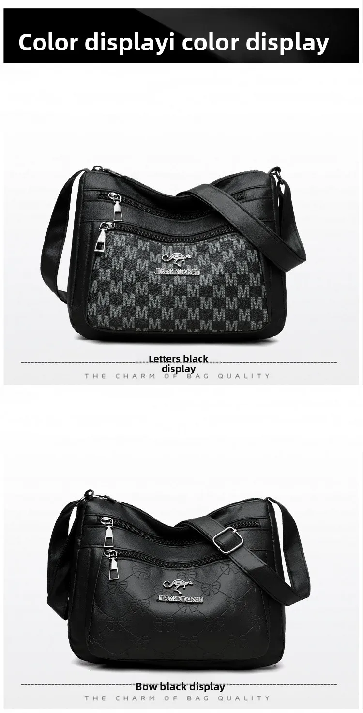 Klassisches Buchstaben-M-Design, mehrlagige Reißverschlusstasche, einzelne Schulter-Crossbody-Taschen für Damen, täglicher Gebrauch, Arbeit, Reisen, Ausflug, Party – Detail 21