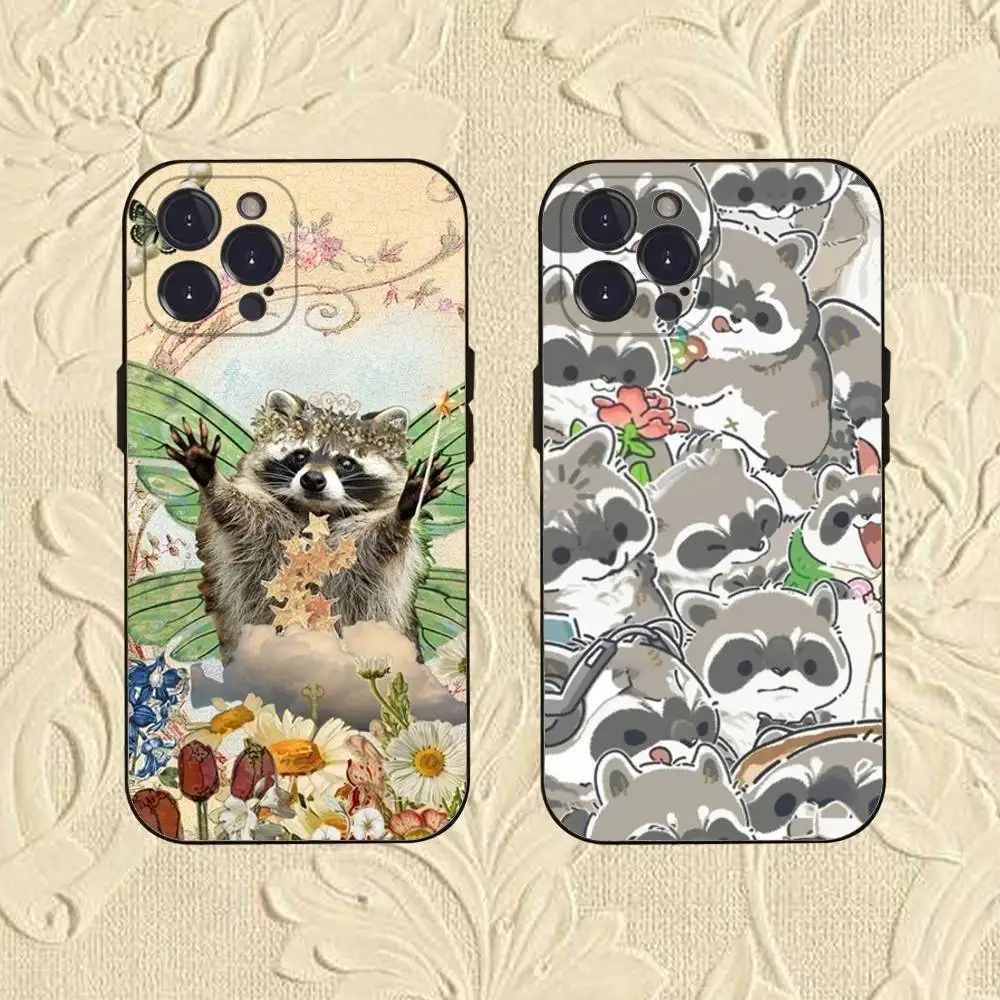 

Cute Anime Raccoon Phone Case For iPhone 16,se4,15,14,13,12,11,Pro,X,XS,Max,XR,Plus,Mini Soft Black Cover