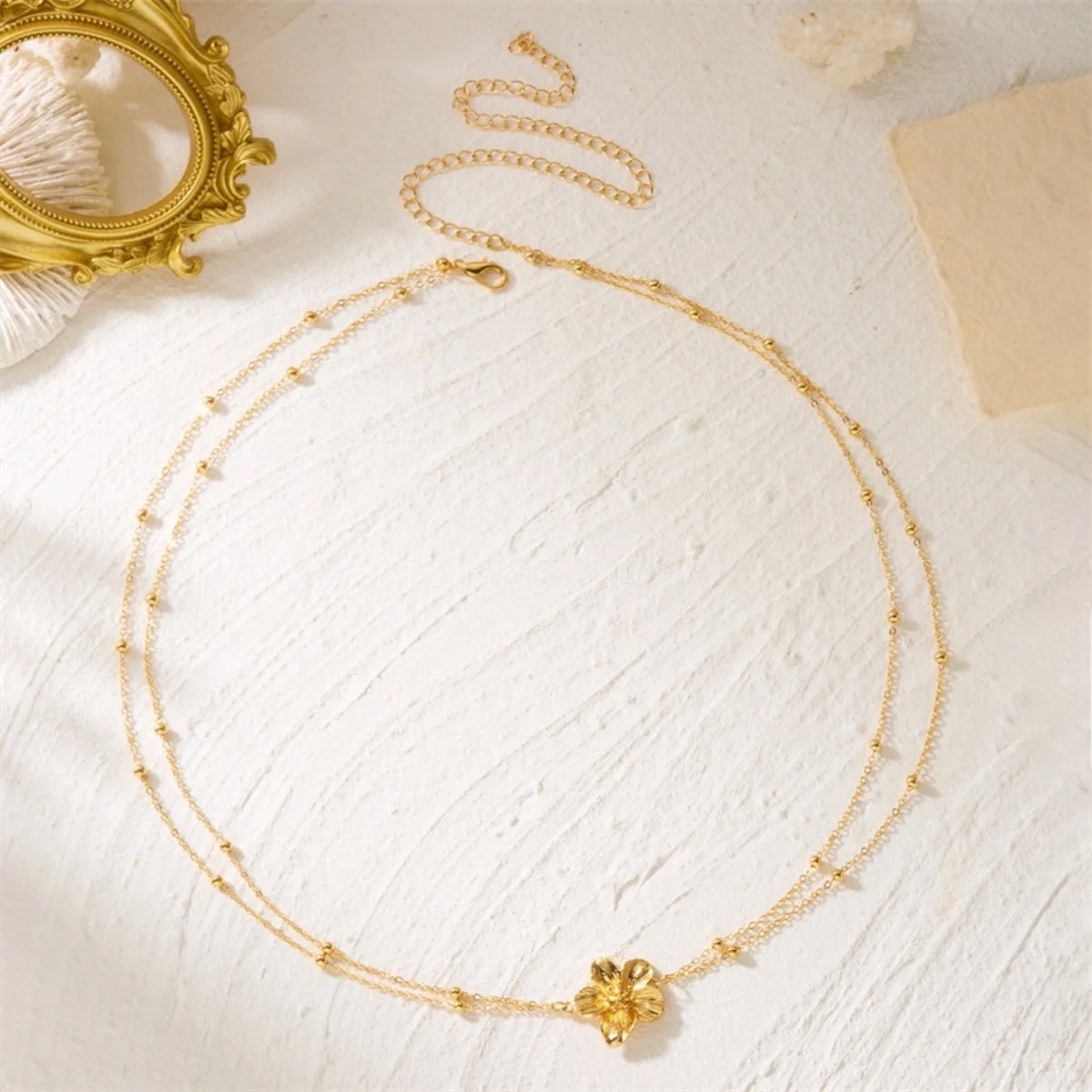 Doppellagige Perlenkette mit Metallblumen-Taillenkette für Damen und Herren, Bohemian-Trend, Schmetterlings- und Blumenmuster, Bauchkette, Körperschmuck – Detail 16