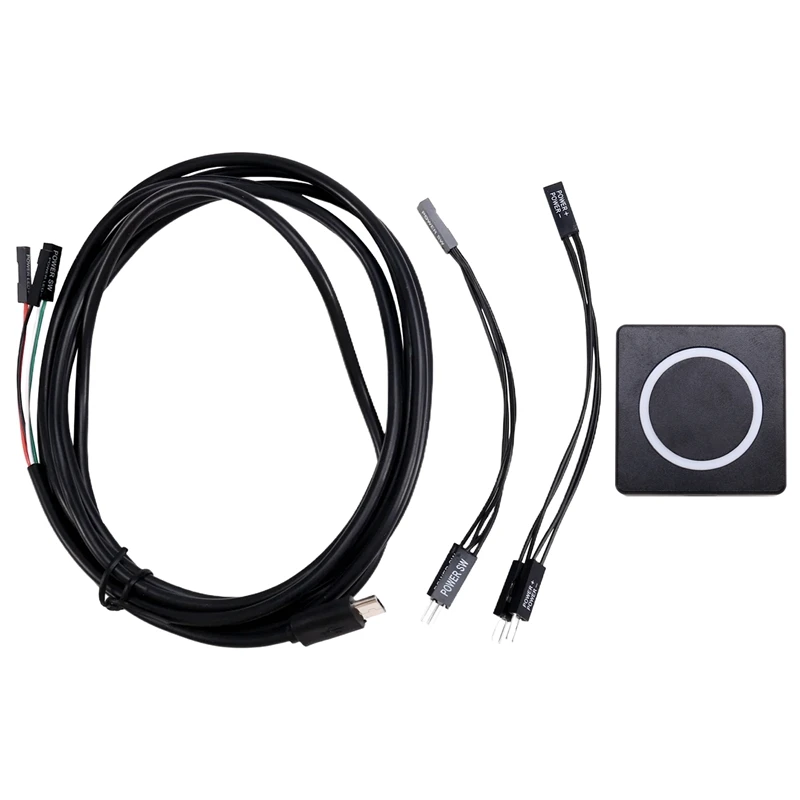 PC Power Button Desktop Power Switch PC External Start Power On/Off Button Magnetic Self-Reset Button Metal Shell RGB