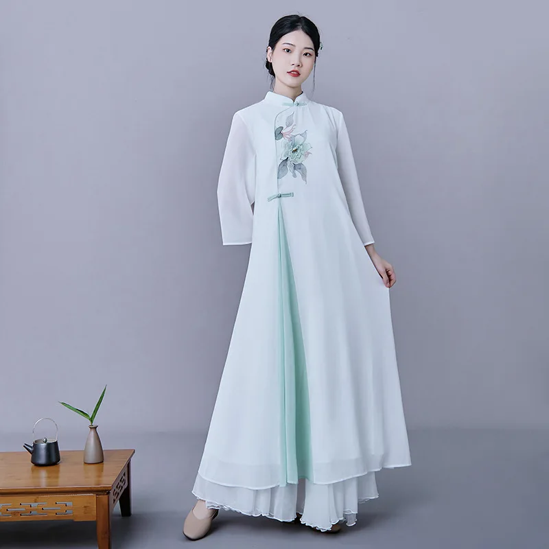 ensemble-deux-pieces-de-travail-chanting-zen-style-traditionnel-chinois-pour-ceremonie-du-the-estheticiennes-therapeutes-centre-de-sante-uniformes-de-travail