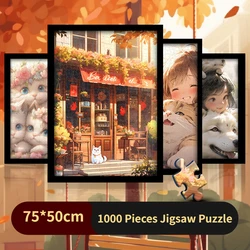 Cartoon Bagged Puzzle Adult 1000 Pieces Animals Cat Wolf Whale Dreamy Decorative Painting Hand- Assembled Gifts Minimalist Bag