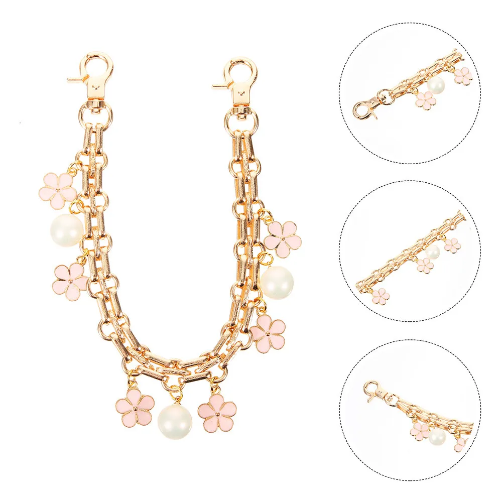 2 piezas de cadena para bolso con diseño floral, extensor de correa de metal para bolso cruzado, accesorios para bolso de mujer con cierre de gancho, elegante diseño floral.