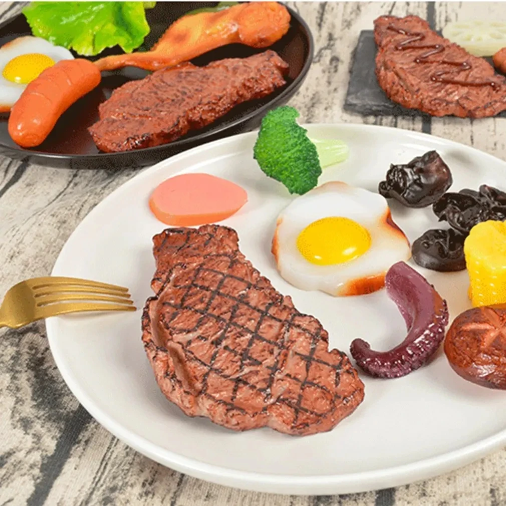 PVC Simulation Fake Steak Food Model Photography Props Restaurant Decoration Props Good-looking and Realistic Food Light Weight