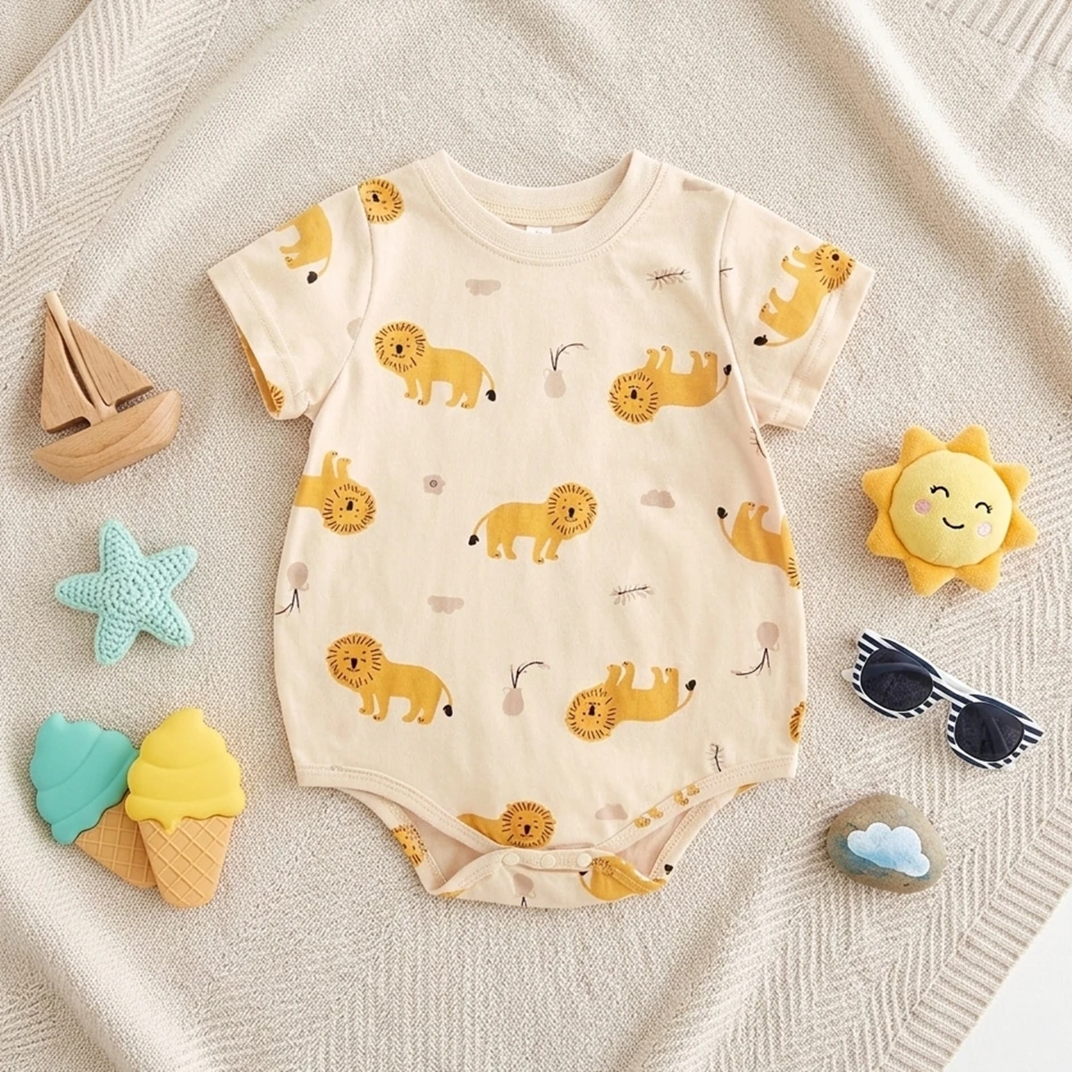 Fashion Bodysuits Lion Baby Boys Onesies Summer Toddler Boys
