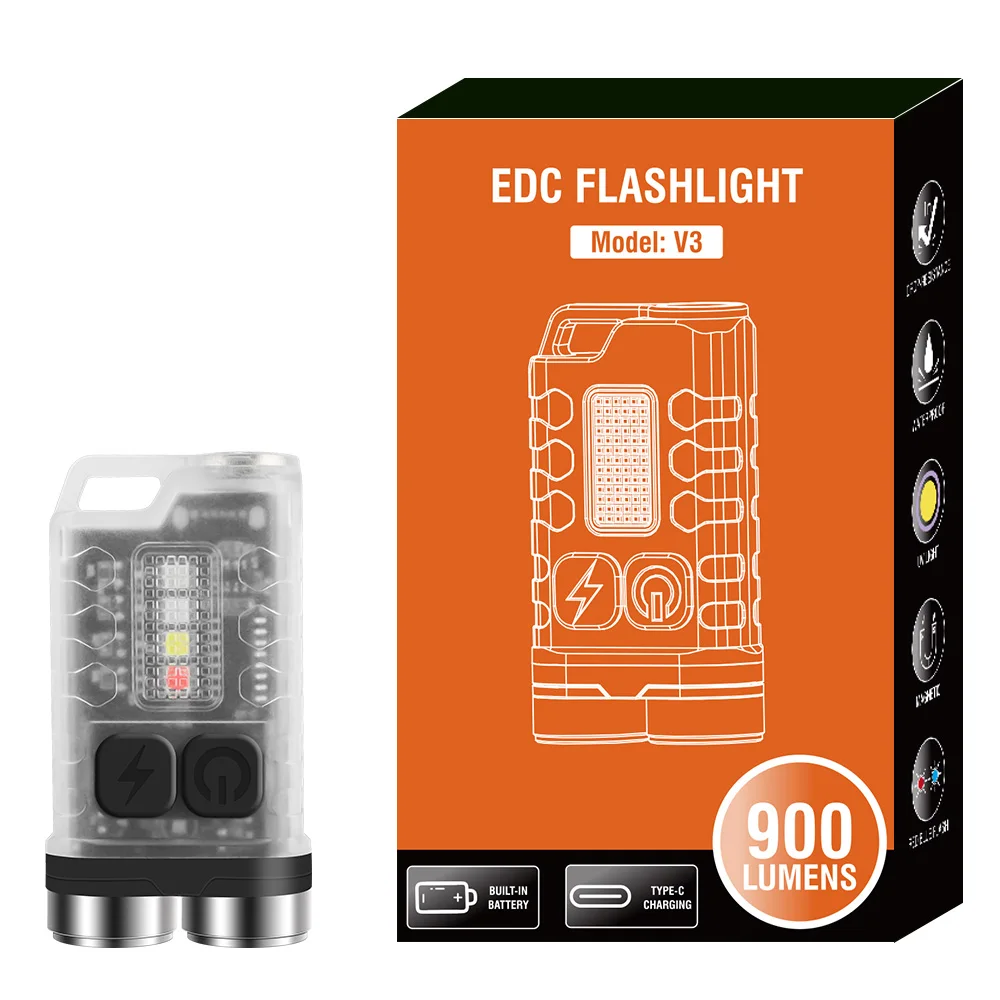 BORUiT V3 UV-LED-EDC-Schlüsselanhänger-Taschenlampe Typ C, wiederaufladbare Arbeitslicht-Taschenlampe mit Magnet, wasserdichte Camping-Taschenlaterne – Detail 2