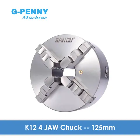 셀프 센터링 수동 척, CNC 조각 밀링 머신, CNC 선반 기계용, 125mm, 4 턱 척, K12 - 125mm