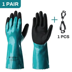 Guantes gruesos de PVC con Clip para guantes, impermeables, antideslizantes, acabado arenoso, para refinación de aceite, minería, agricultura, Gardenin, 13 