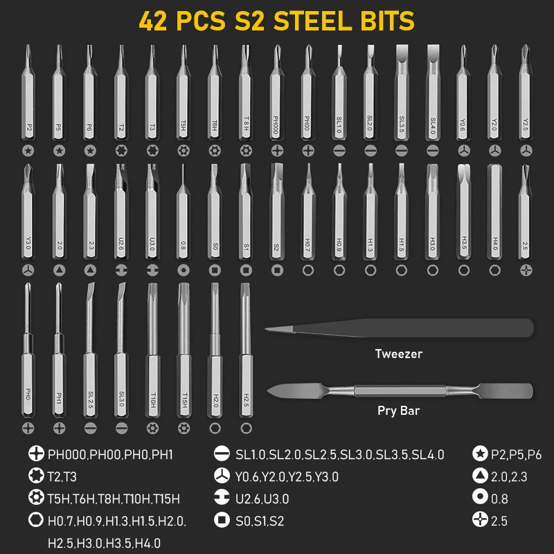 New 52/49 in 1 Precision Electric Screwdriver Set 42 Magnetic Torx Hex Bits Cordless Power Repair Tools Box For PC iPhone