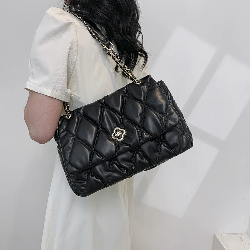 2024 New Luxury Handbags Famous Brand Designer Lady Green Quilted Shoulder Crossbody Bags Pu Leather Women Underarm Handbag