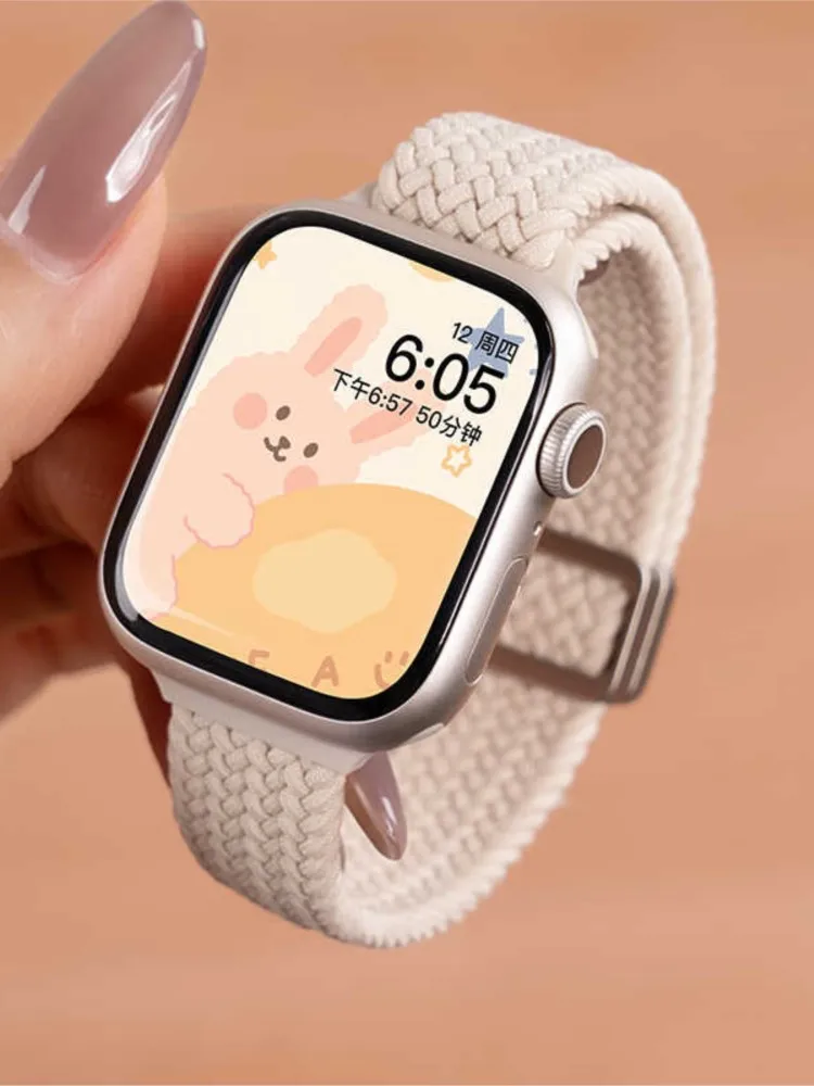 Pulseiras trançadas finas para apple watch band 40mm 41mm 44mm 45mm 42mm 46mm 49mm pulseira magnética iwatch série 10 se 7 8 9 ultra 2