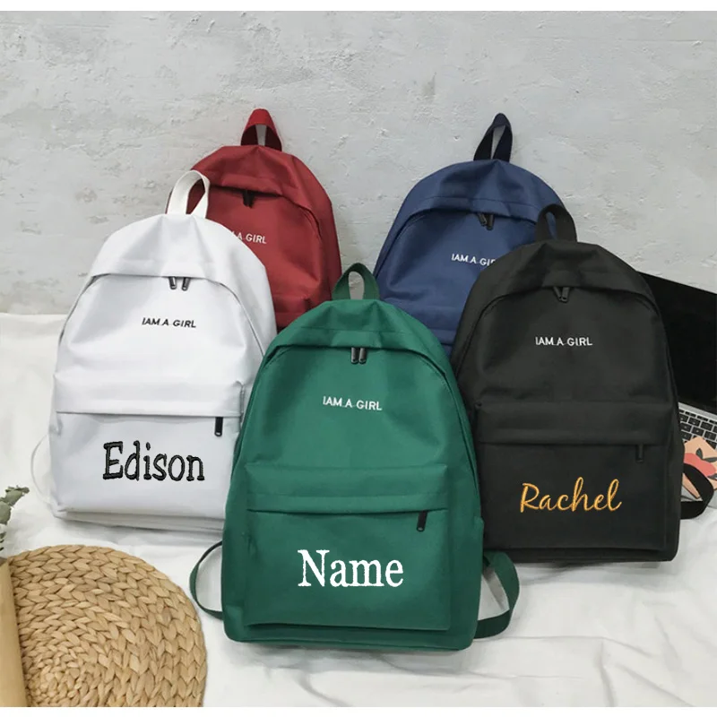 

Schoolbag For Female High School Students, Nylon Backpack, Simple And Versatile, Personalized Embroidered Backpack