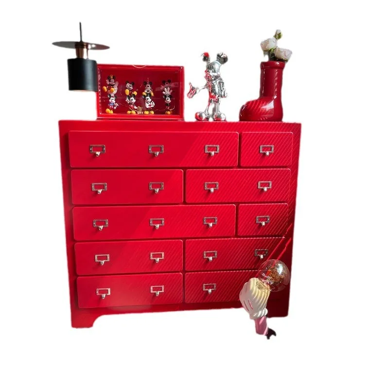 

Dopamine pink solid wood ten chest cabinet simple modern entrance living room bedroom storage locker wall drawer cabinet