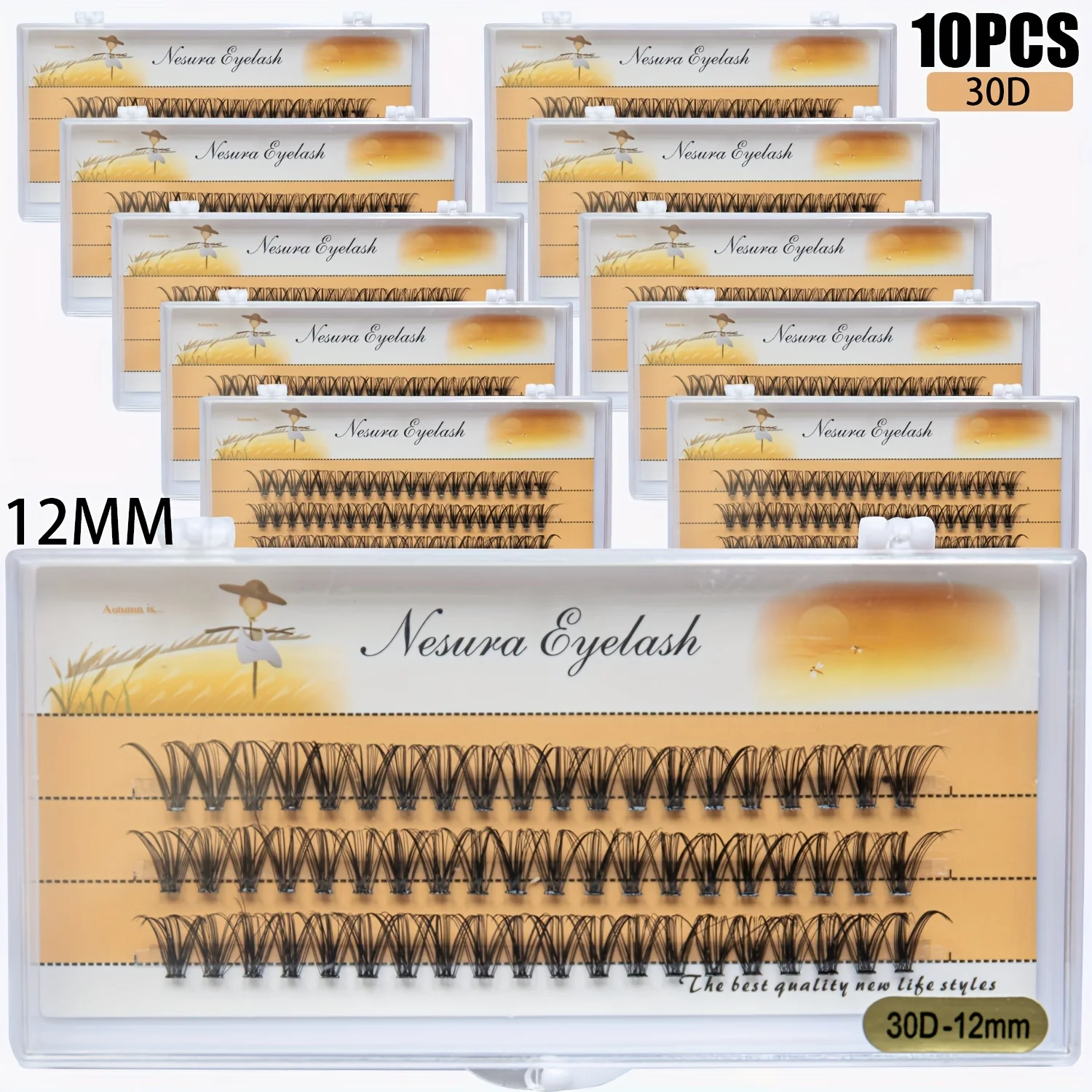 10 Box 30D Wimpern Set Mix Länge Wimpernverlängerungen Natürliche weiche falsche Wimpern Faux Nerz Großhandel 9-14 mm