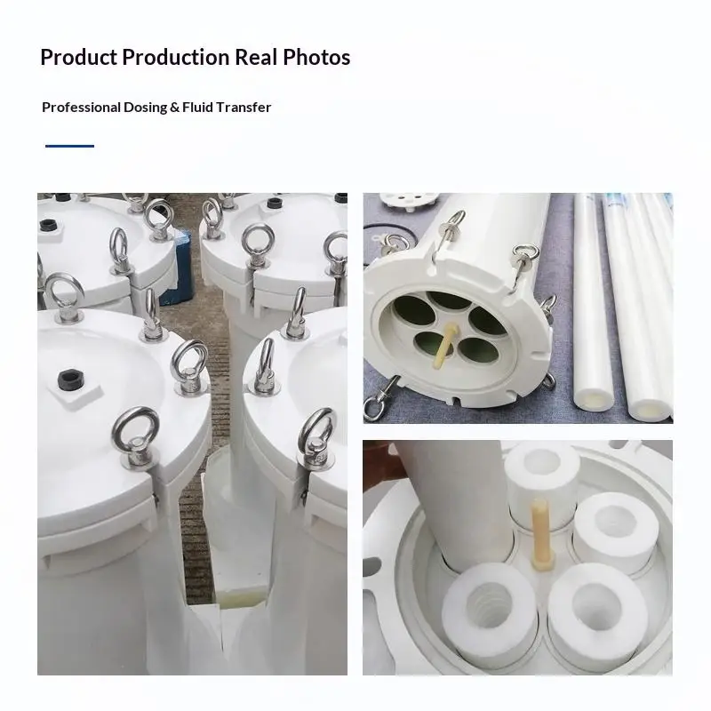 40 Inch 5-Cartridge FRP Fiberglass Precision Filter With Pressure Gauge For Industrial Pre-treated Water Filtration