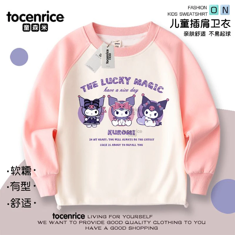 Kawaii Kuromi Girls Hoodie My Melody Anime Autumn Long Sleeve T-Shirt Cartoon Cute Sanrio Top Odzież dziecięca Tide Prezent dla dziecka