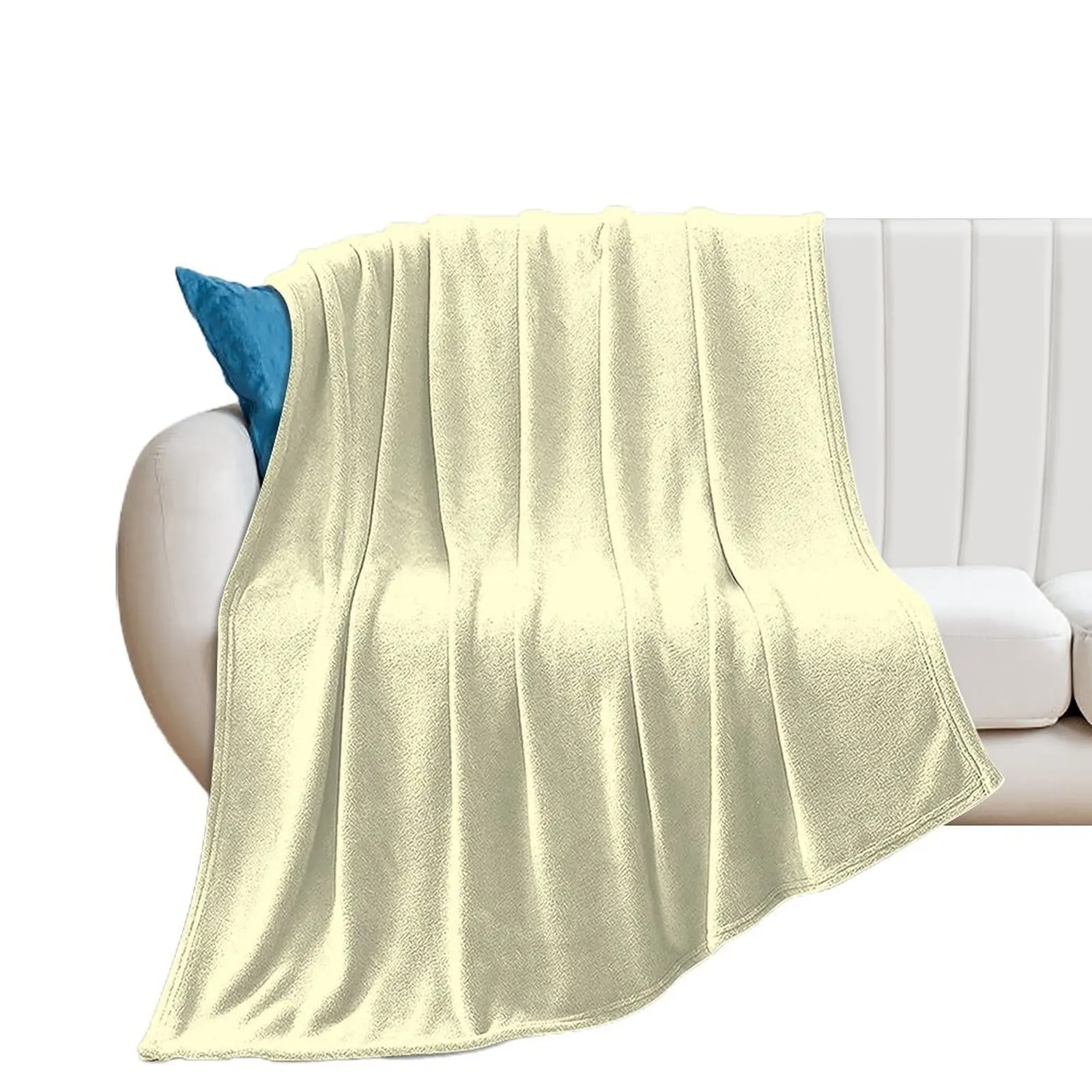 Pastel Lemon Yellow Pale Soft Meringue Yellow Solid Color Throw Blanket Extra Large Throw Quilt Blankets